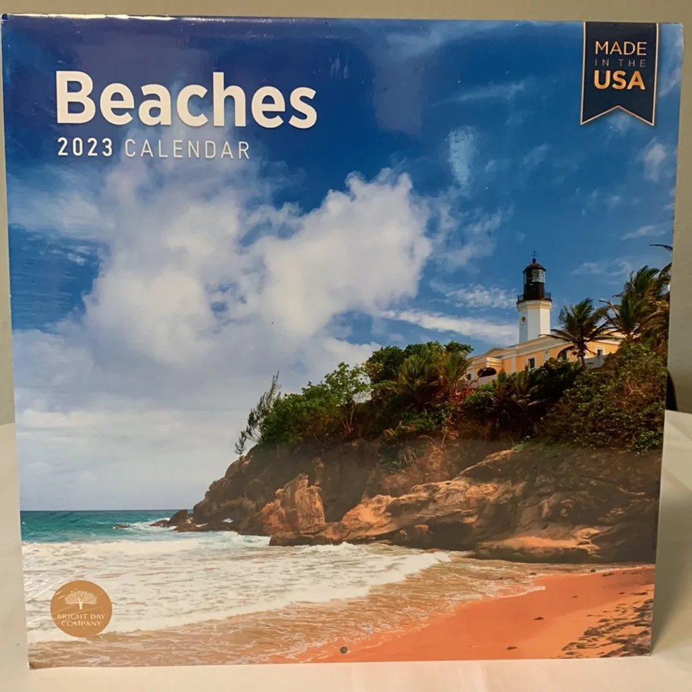 Wall Calendar 2023 Beaches Monthly Wall Calendar by Bright Day 12” X 12”